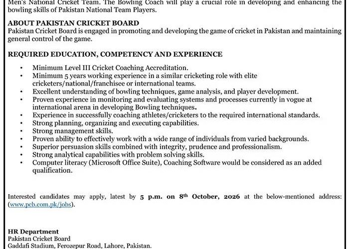 Pakistan Begins Search for New Bowling Coach