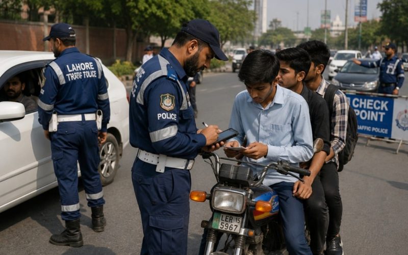 Lahore Traffic Police Seize Motorcycle With 113 E-Challans